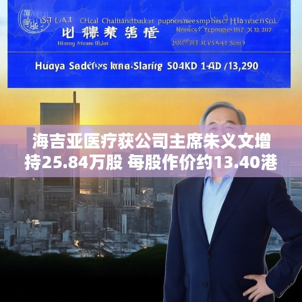 海吉亚医疗获公司主席朱义文增持25.84万股 每股作价约13.40港元