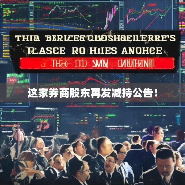 这家券商股东再发减持公告！