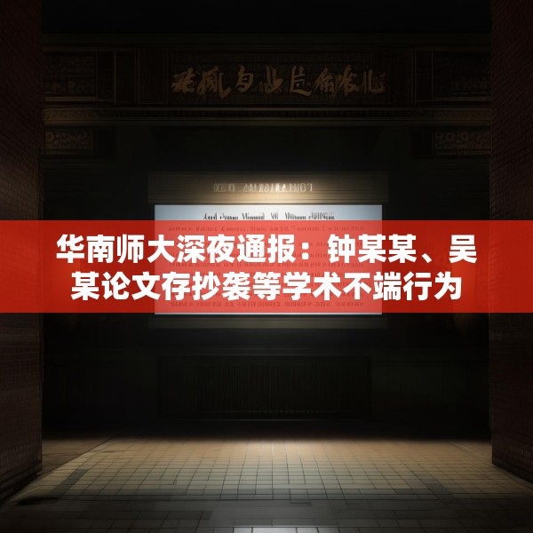 华南师大深夜通报：钟某某、吴某论文存抄袭等学术不端行为