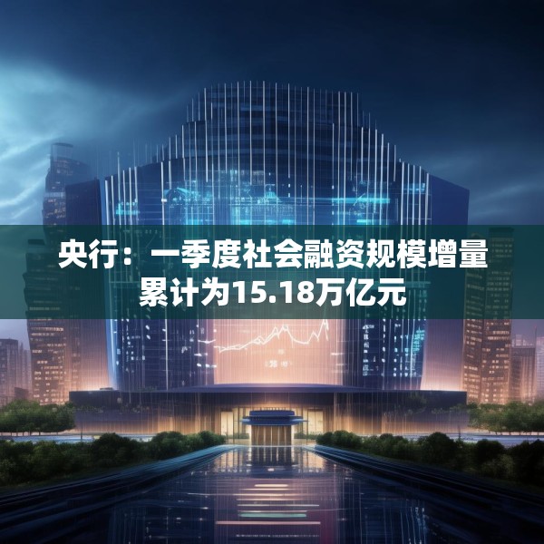 央行：一季度社会融资规模增量累计为15.18万亿元