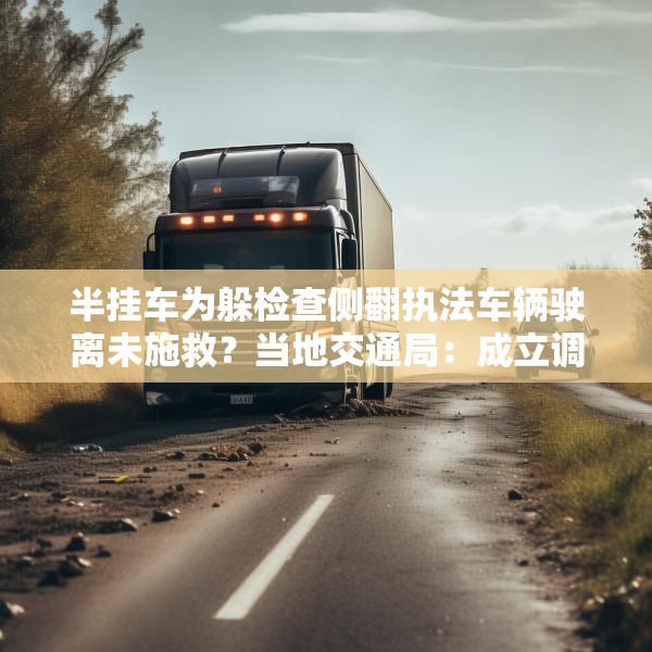 半挂车为躲检查侧翻执法车辆驶离未施救？当地交通局：成立调查组