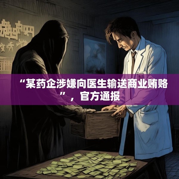 “某药企涉嫌向医生输送商业贿赂”，官方通报