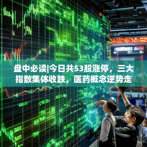 盘中必读|今日共53股涨停，三大指数集体收跌，医药概念逆势走高