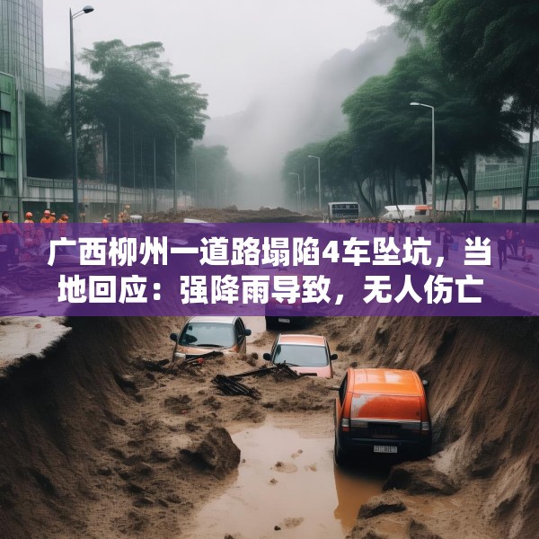 广西柳州一道路塌陷4车坠坑，当地回应：强降雨导致，无人伤亡