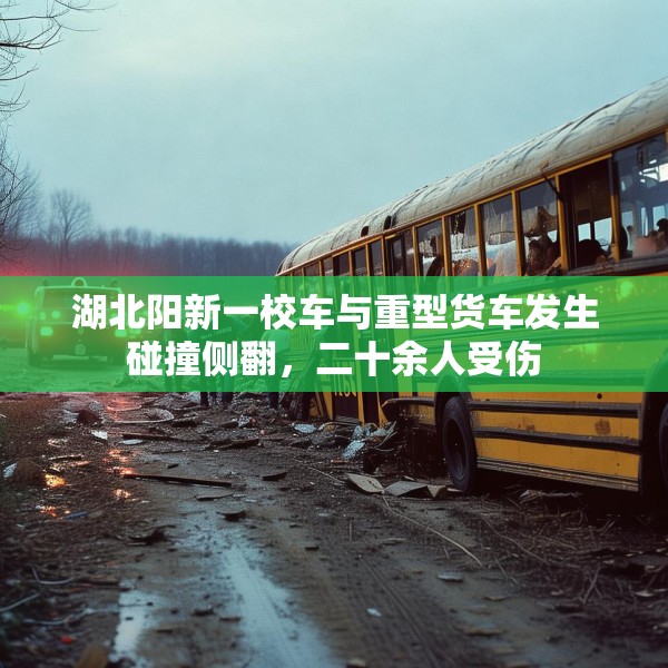 湖北阳新一校车与重型货车发生碰撞侧翻，二十余人受伤