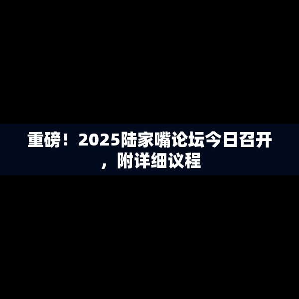 重磅！2025陆家嘴论坛今日召开，附详细议程