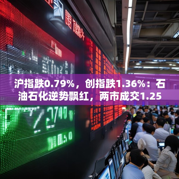 沪指跌0.79%，创指跌1.36%：石油石化逆势飘红，两市成交1.25万亿元