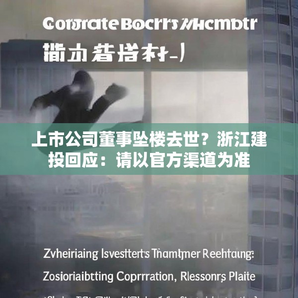 上市公司董事坠楼去世？浙江建投回应：请以官方渠道为准