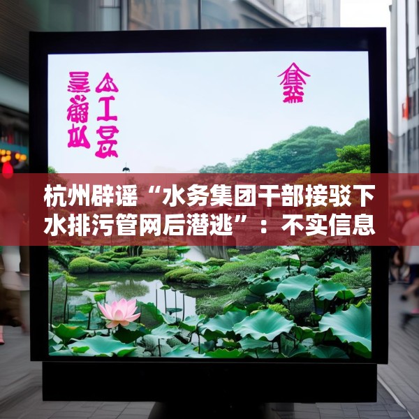 杭州辟谣“水务集团干部接驳下水排污管网后潜逃”：不实信息