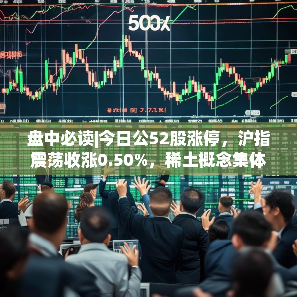 盘中必读|今日公52股涨停，沪指震荡收涨0.50%，稀土概念集体走强